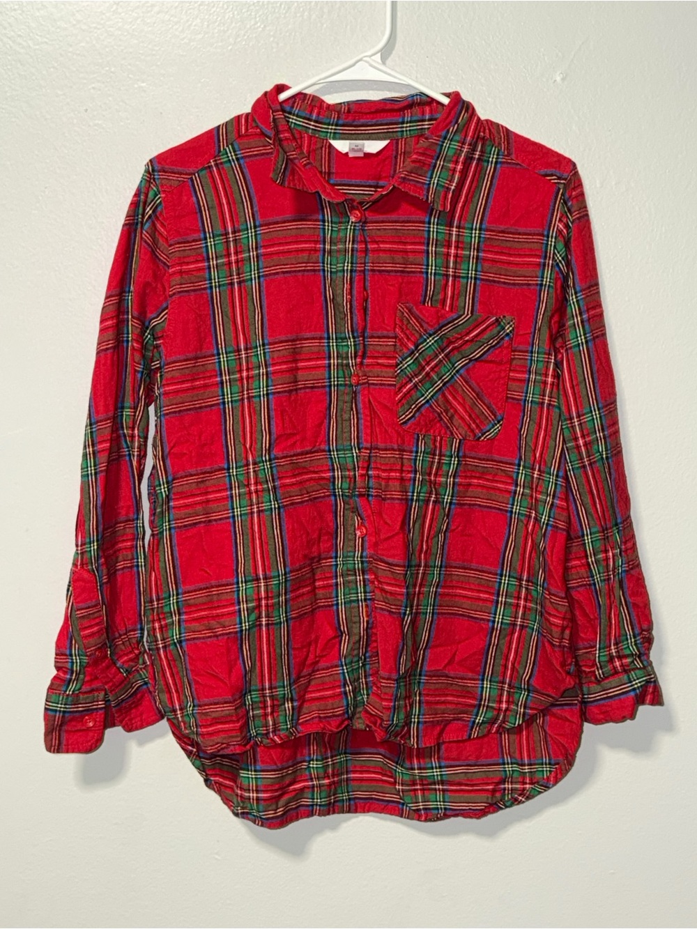 Time and Tru Red Multicolor Plaid Shirt